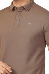 Coffee Plain Collar T-Shirt | Half Sleeve Sinker Fabric | Casual & Sports Wear