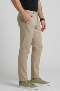 Men Cream Narrow Fit Structured Pants-TEM9404