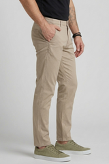 Men Cream Narrow Fit Structured Pants-TEM