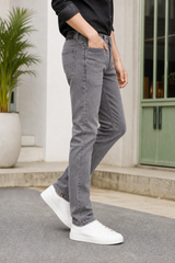Men Premium Light Grey Narrow Fit Jeans - Modern Casual