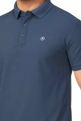 Blue Plain Collar T-Shirt | Half Sleeve Sinker Fabric | Casual & Sports Wear