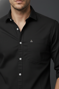 Atlance Men Premium Black Cotton Slim Fit Casual Shirt NFT-NEW