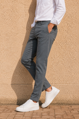 Men Grey Textured Narrow Fit Structure Pants for Men | Office & Casual Wear 5129