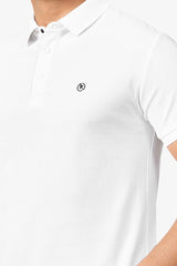 White Plain Collar T-Shirt | Half Sleeve Sinker Fabric | Casual & Sports Wear