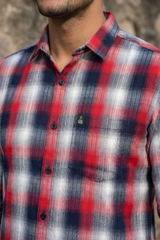 Men Red Check Casual Shirt | Premium Slim Fit | Atlance FABCK