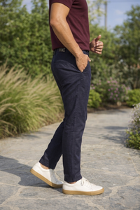 Men Structure Navy Blue Slim-Fit Casual & Formal Pants 5124
