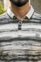 Stylish Dark Grey Printed Polo T-Shirt for Men | Modern Fit