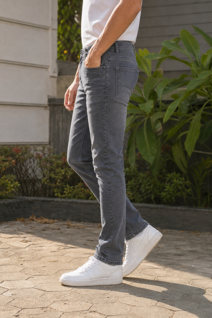 Men Grey Ankle Fit Denim Jeans Daily Wear