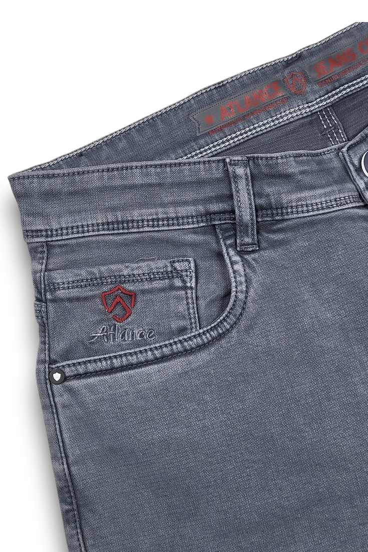Atlance Mid-Wash Comfort Fit Jeans for Men | Grey Denim Plain AT1022