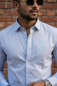 Atlance Sky Blue Check Shirt for Men – Elegant & Trendy Formal Wear-FRMCHECKS