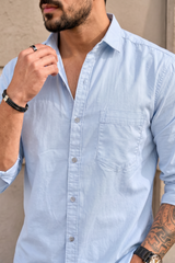 Men Premium Skyblue Solid Casual Shirt for Everyday Wear OXF