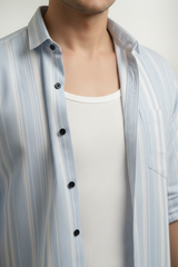 Men Skyblue Casual Shirt | Cotton Striped Styles-251091853