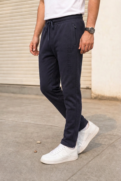 Premium Men Navy Blue Track Pant with Side Zip Pocket QZ-77
