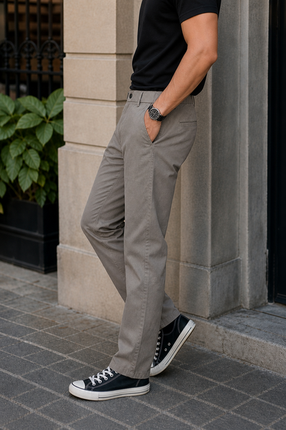 Men Narrow Fit Linen Pants – Dark Grey Comfortable Casual Pants 107