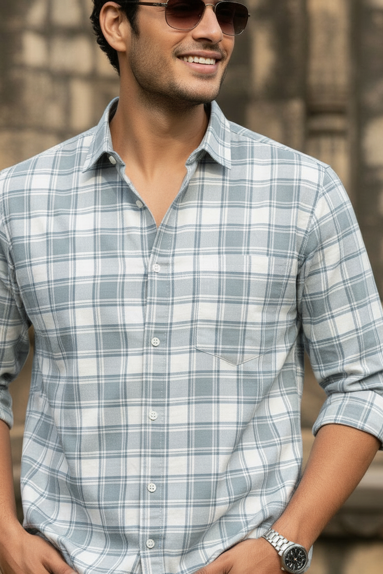 Dark Pista Check Shirt for Men | Stay Stylish & On-Trend OXFCH