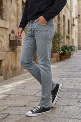 Narrow Fit Light Grey Jeans for Men | Premium Quality Denim
