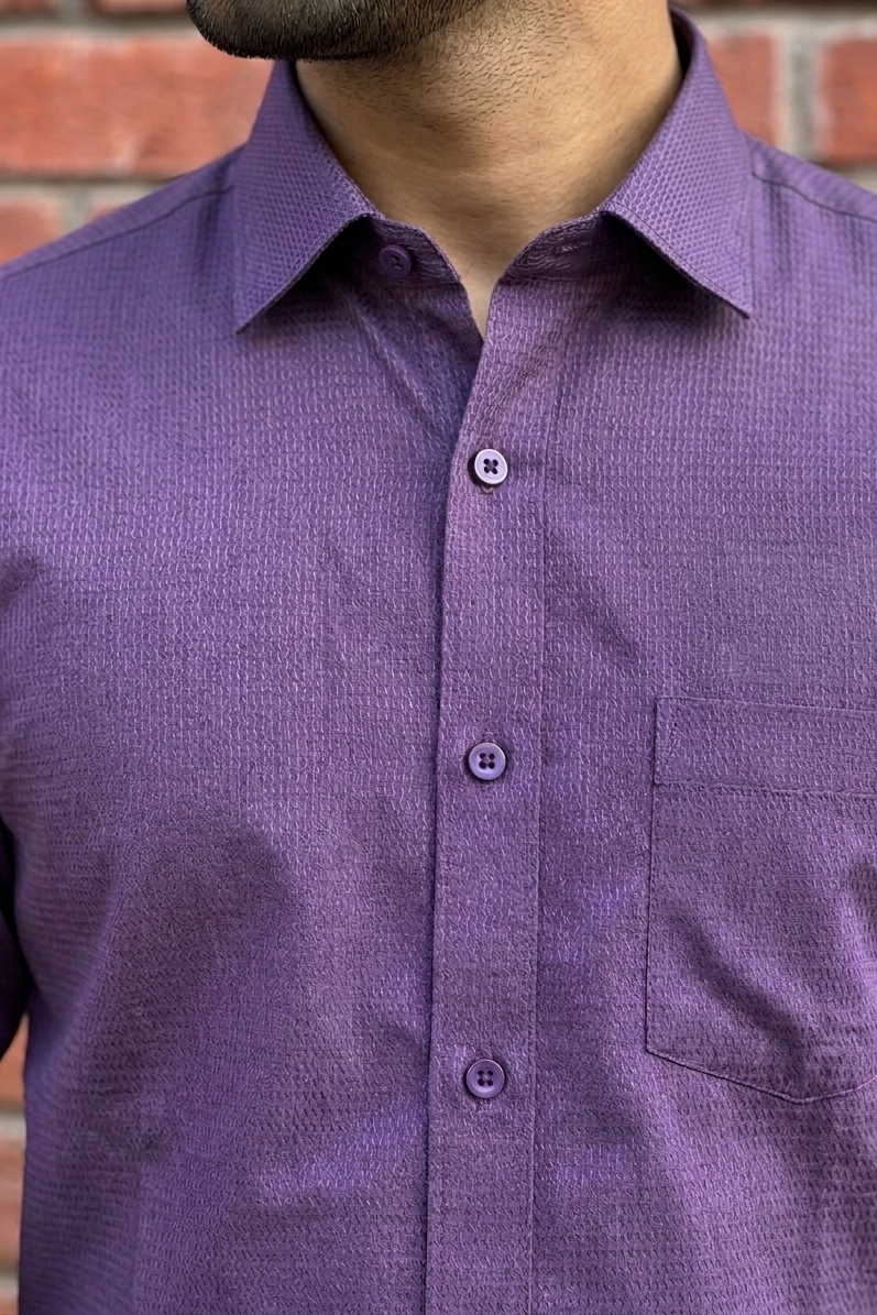 Atlance Classic Purple Solid Formal Shirt - Slim Fit-FRMTEXT