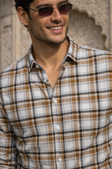 Men Brown Casual Shirt – Checkered Daily Wear OXFCH