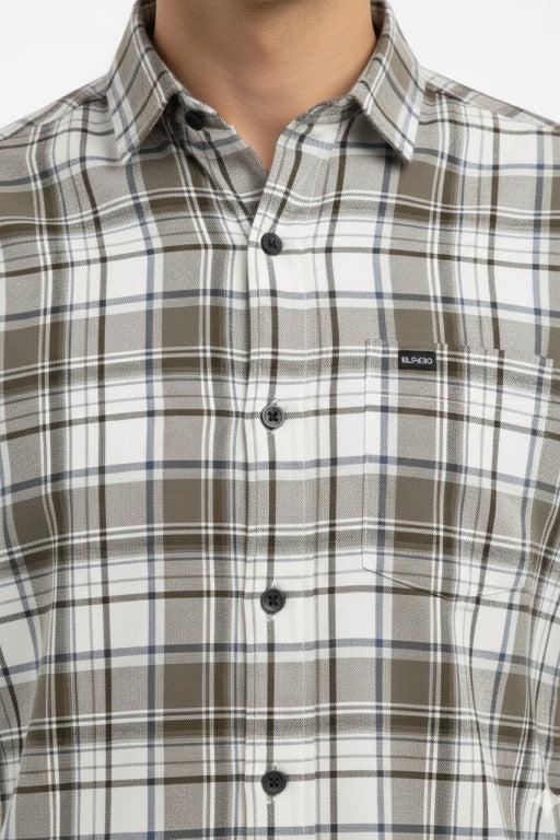 Men Premium Casual Check Shirt in Olive Color