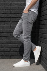 Men Light Grey Narrow Fit Jeans - Premium Grey Denim