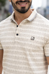 Stylish Cream Pattern Polo T-Shirt for Men | Modern Street Look