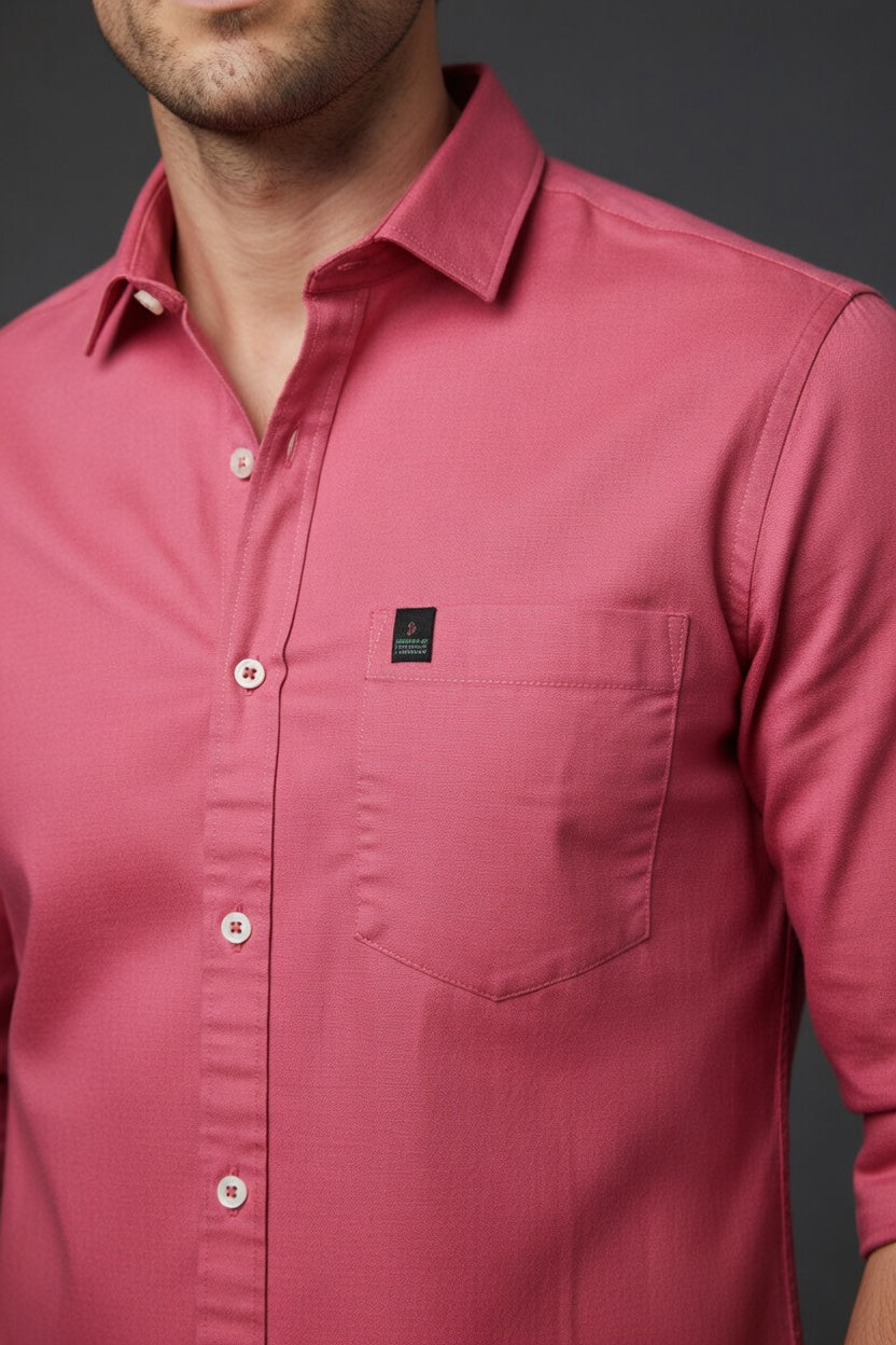 Atlance Men Premium Pink Cotton Slim Fit Casual Shirt NFT