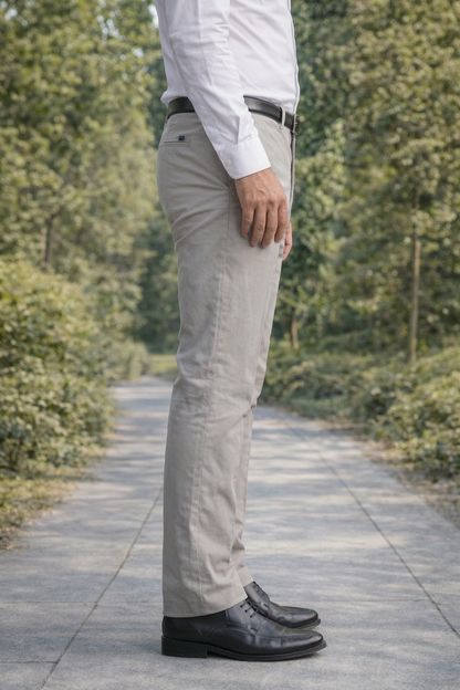 Men Plain Grey Chinos | Slim & Regular Fit Pants 5110