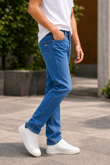 Men Skyblue Narrow Fit Denim Jeans