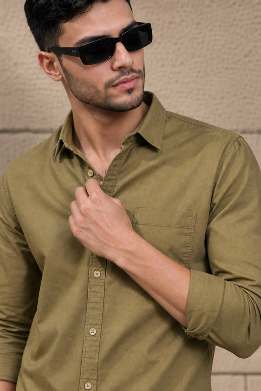 Men Premium Green Solid Casual Shirt for Everyday Wear OXF