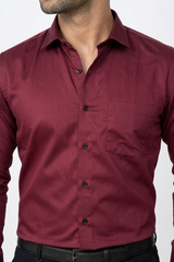 Men Solid Maroon Regular Fit Full Sleeve Formal Shirt - Atlance-FRM