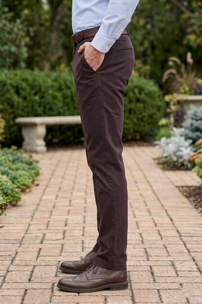 Mens Structure Coffee Textured Slim-Fit Casual Pants 5124