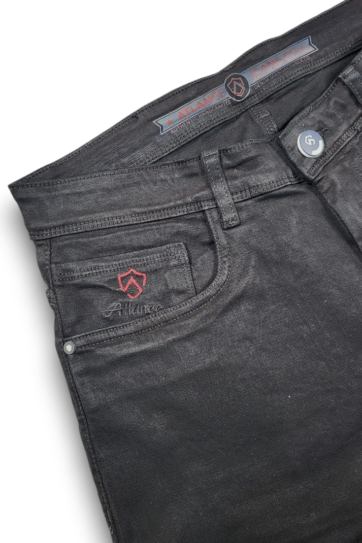 Atlance Mid-Wash Comfort Fit Jeans for Men | Black Denim Plain AT1022