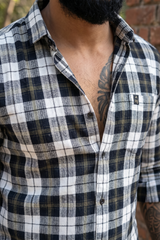 Men Olive Checked Slim Fit Casual Shirt | Premium Cotton FABCK