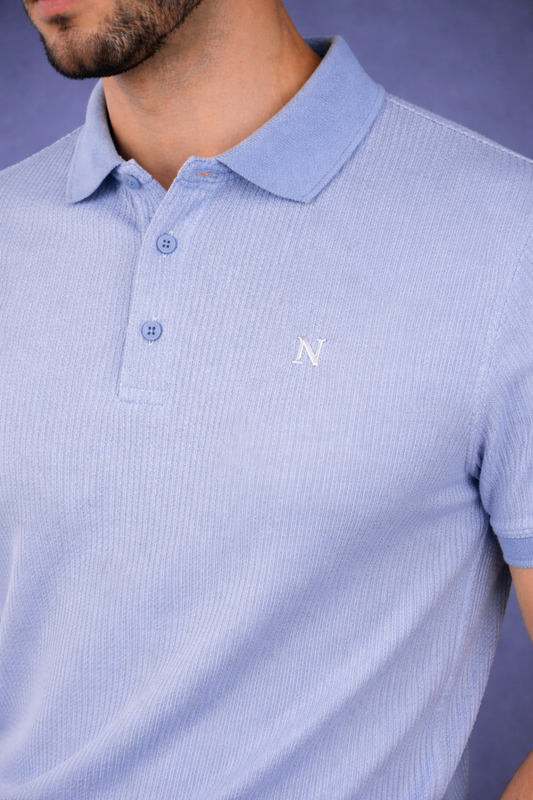 Men Sky Blue Striped Polo T-Shirt | Modern Casual Style 261023952