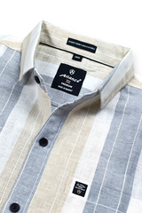 Men Grey Striped Shirt Outfit – Modern Street Style Look 261049715