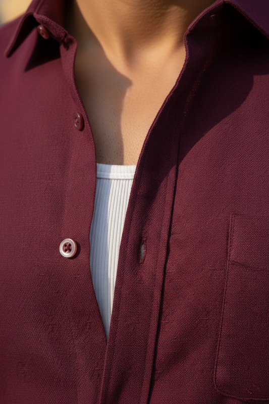 The Perfect Maroon Color Solid Casual Shirt | Lightweight Casual Fits-251155767