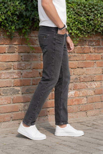 Black Narrow Fit Jeans Men | Washed Denim