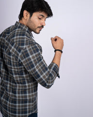 BLUE-BROWN COLOR CHECKS CASUAL SHIRT