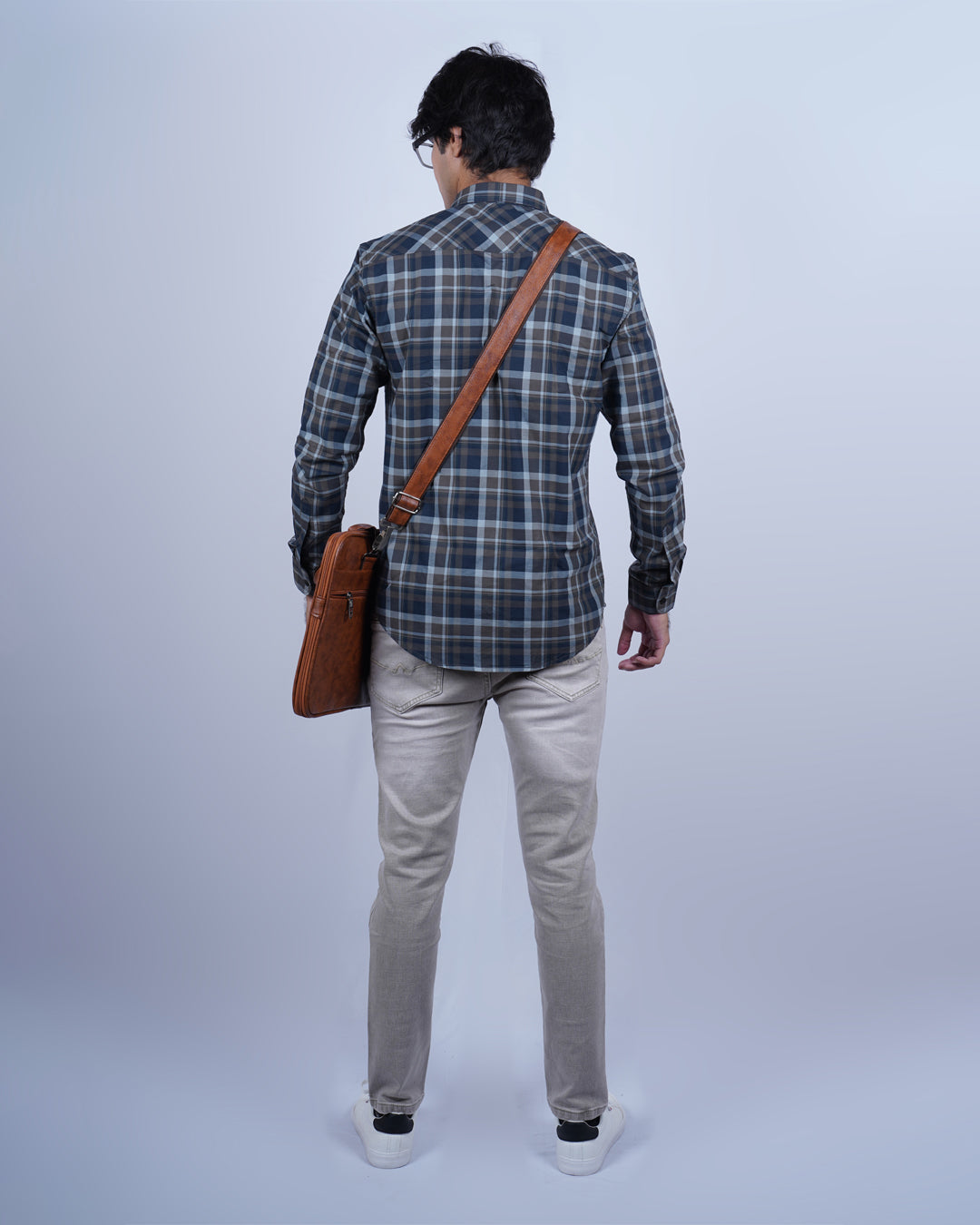 BLUE-BROWN COLOR CHECKS CASUAL SHIRT