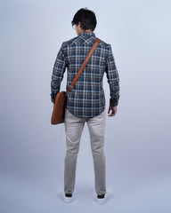 BLUE-BROWN COLOR CHECKS CASUAL SHIRT