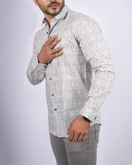 Grey-fawn color color printed casual shirt shirt for casual wear.