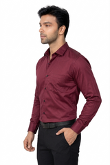 Men Solid Maroon Regular Fit Full Sleeve Formal Shirt - Atlance-FRM