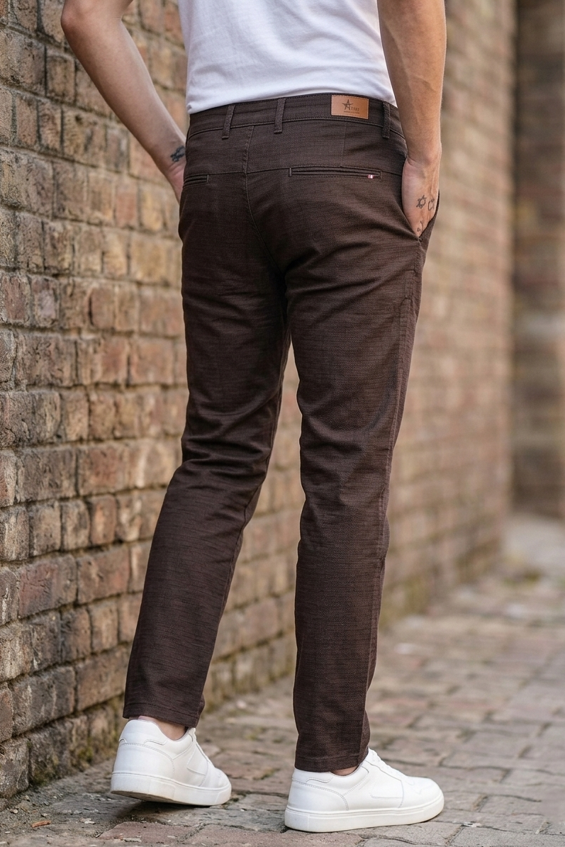 Men Premium Coffee Structured Chinos | Textured STAR44