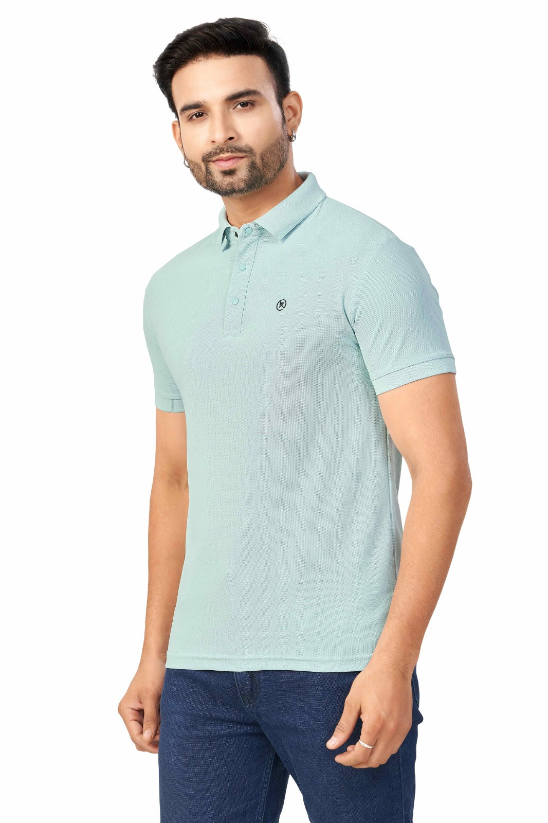Skyblue Plain Collar T-Shirt | Half Sleeve Sinker Fabric | Casual & Sports Wear 1501