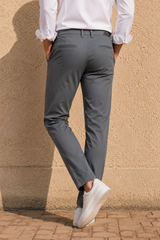 Men Grey Textured Narrow Fit Structure Pants for Men | Office & Casual Wear 5129