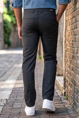 Men Slim Fit Black Textured Structure - Premium Cotton Trousers 5126