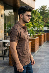 Trendy Coffee Printed Polo T-Shirt for Men | Modern Casual Style