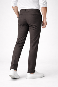 Men Coffee Narrow Fit Structured Pants-TEM9404