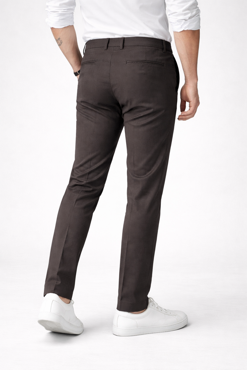 Men Coffee Narrow Fit Structured Pants-TEM9404