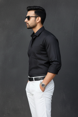 Atlance Classic Black Solid Formal Shirt - Slim Fit-FRM